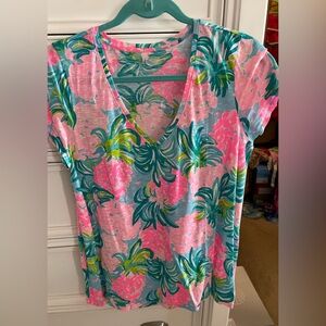Lilly Pulitzer Tropical Print V-Neck Tee